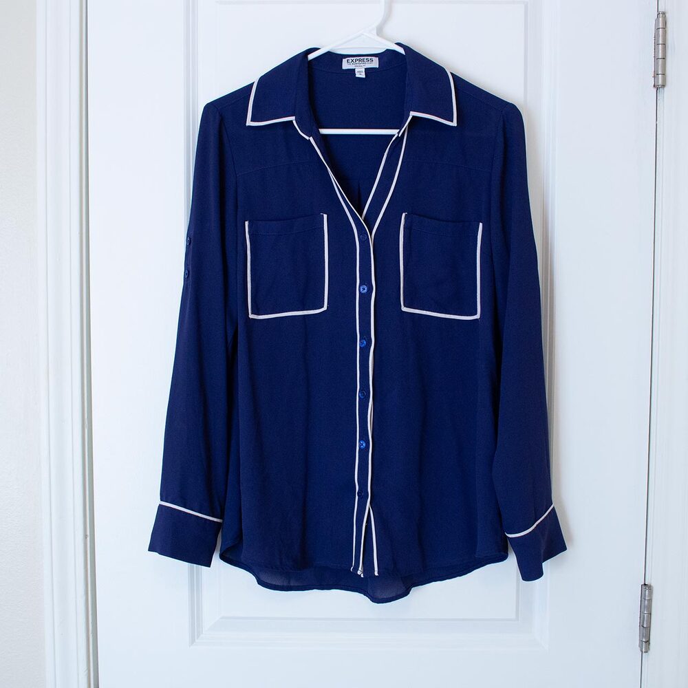 M Express The Portfolio Shirt Original Fit Navy White Bold Outline Mod Minimal